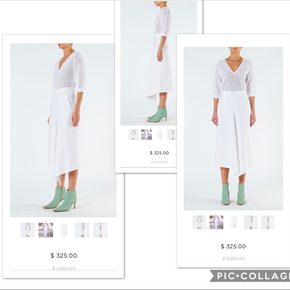 TIBI COMPACT COTTON SUITING DRAPE SKIRT IN WHITE